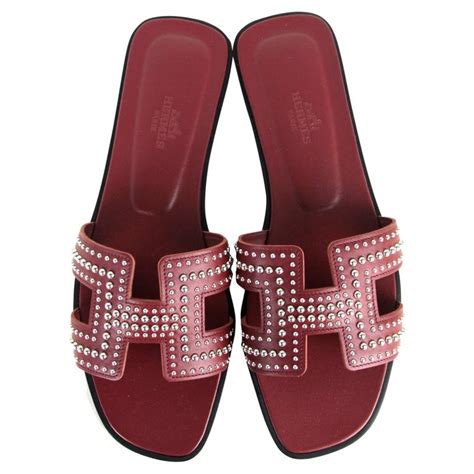 hermes rouge tomette|HERMES Calfskin Studded Oran Sandals 36.5 Rouge Tomette .